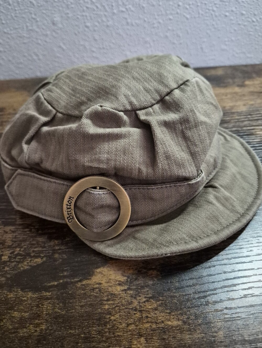 Brixton Brown Buckle Herringbone Cotton Cadet Hat Large Y2K